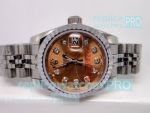 Replica Rolex Datejust Orange Diamond Face SS Case Watch